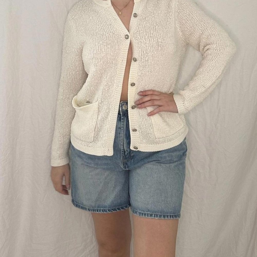 VINTAGE MINIMALIST BOUCLE 90s CARDIGAN